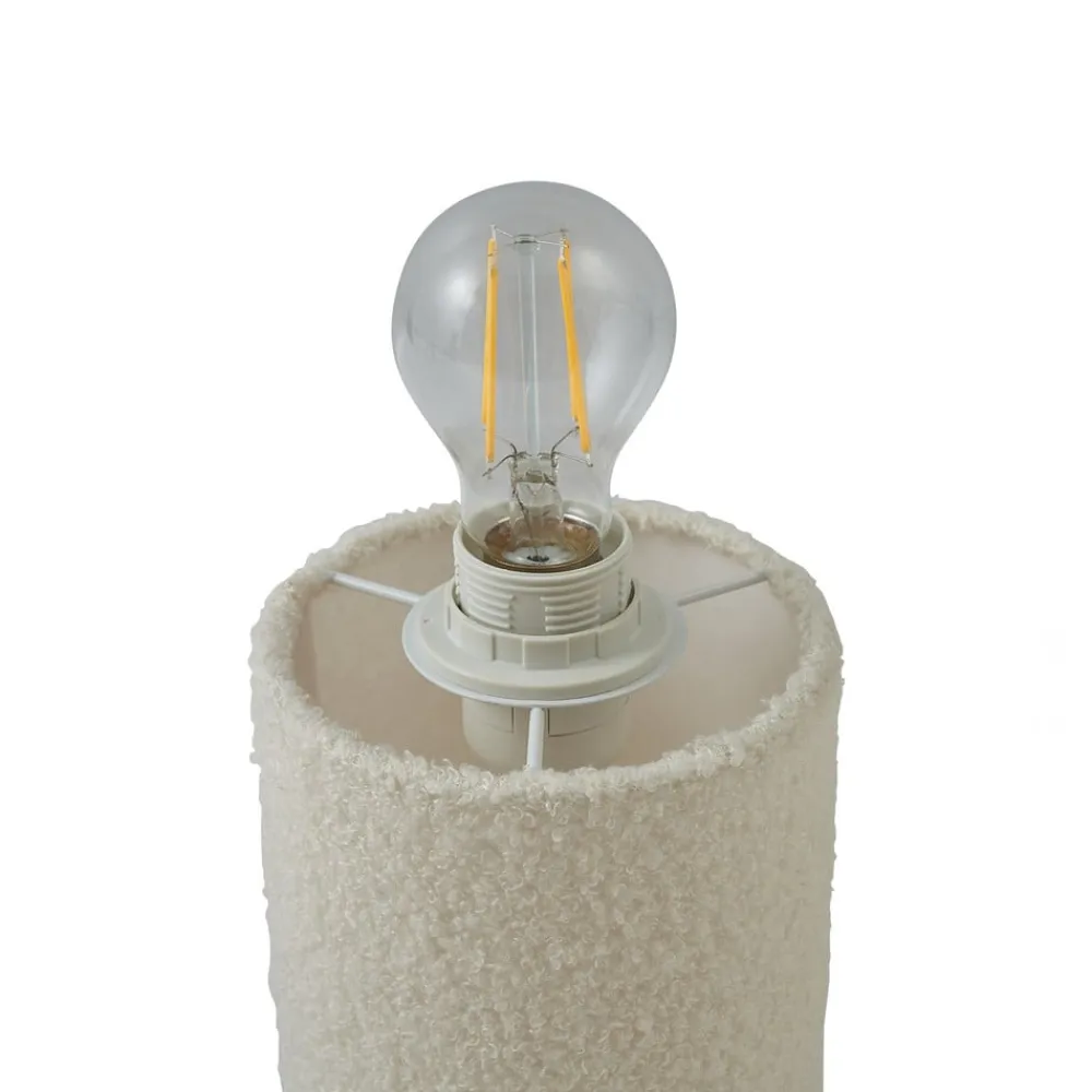 Lindby bordlampe Jone, hvid, tekstil, 30 cm