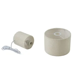 Lindby bordlampe Jone, hvid, tekstil, 30 cm