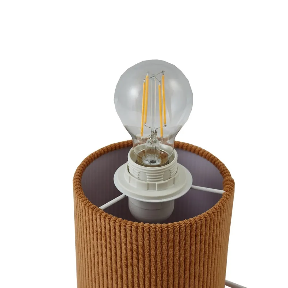 Lindby Pendellamper|Bordlamper>bordlampe Jone, lysebrun, tekstil, 30 cm høj, E27