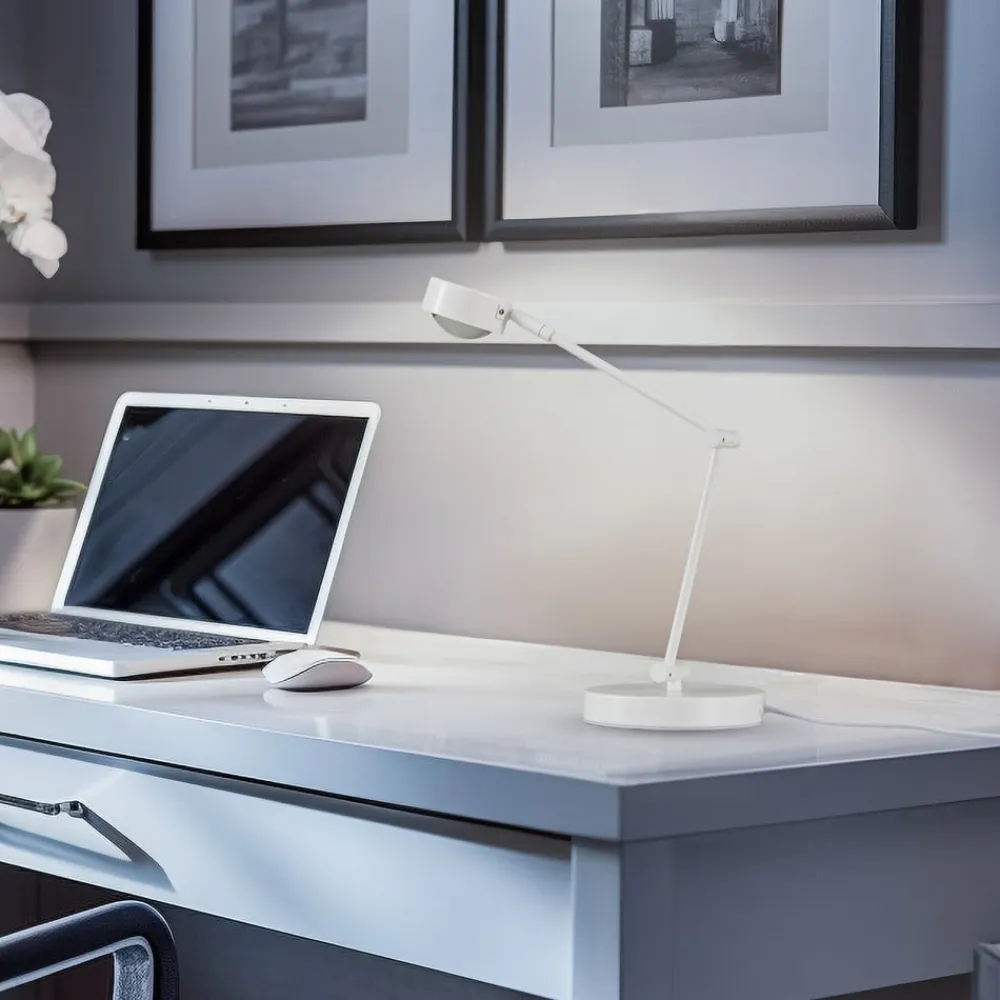 Lindby bordlampe Jyla, hvid, linse, 4200K, GX53, jern