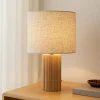Lindby Bordlamper>bordlampe Kimiko, højde 38 cm, træ, tekstil