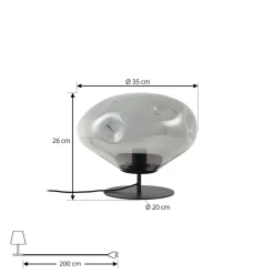 bordlampe Lelia, røggrå, glas, metal, Ø 35 cm^Lindby