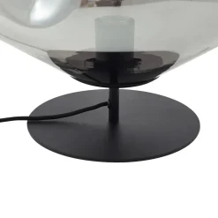 bordlampe Lelia, røggrå, glas, metal, Ø 35 cm^Lindby