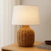 Lindby Bordlamper>bordlampe Lirenda, højde 52 cm, rattan, natur/hvid