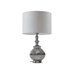 bordlampe Loraine, hvid/grå, glas, Ø 33 cm, E27^Lindby Clearance