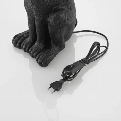 Lindby bordlampe Lorentina, 56 cm, kanin, sort, tekstil