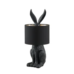 Lindby bordlampe Lorentina, 56 cm, kanin, sort, tekstil