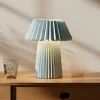 Lindby bordlampe Magali, lyseblå, papir, Ø 34 cm, E14