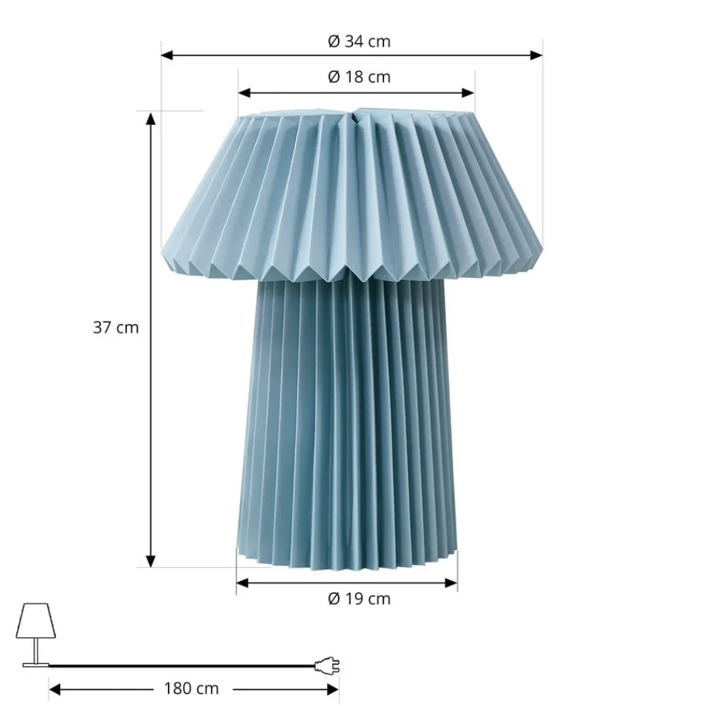 Lindby bordlampe Magali, lyseblå, papir, Ø 34 cm, E14