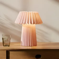 bordlampe Magali, pink, papir, Ø 34 cm, E14^Lindby Best