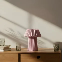 bordlampe Magali, pink, papir, Ø 34 cm, E14^Lindby Best