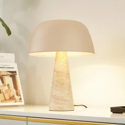 Lindby bordlampe Magritt, beige, metal, sten, 41 cm