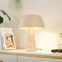 Lindby bordlampe Magritt, beige, metal, sten, 41 cm