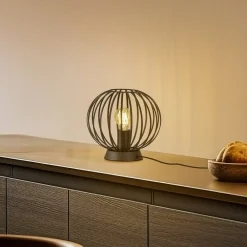 bordlampe Maivi, sort, 25 cm, jern, bur^Lindby Discount