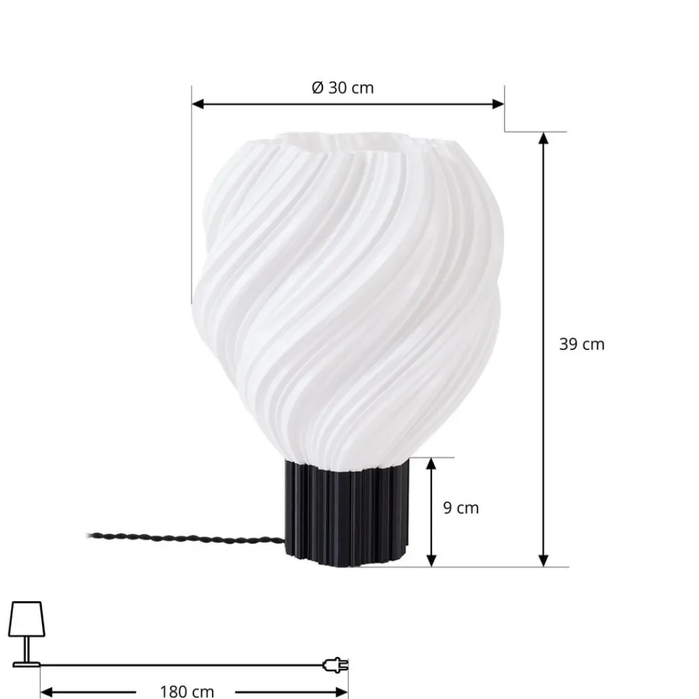 Lindby bordlampe Nuvia, højde 39,1 cm, hvid, 3D-print