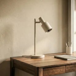 Lindby bordlampe Ovelia, beige, metal, E27