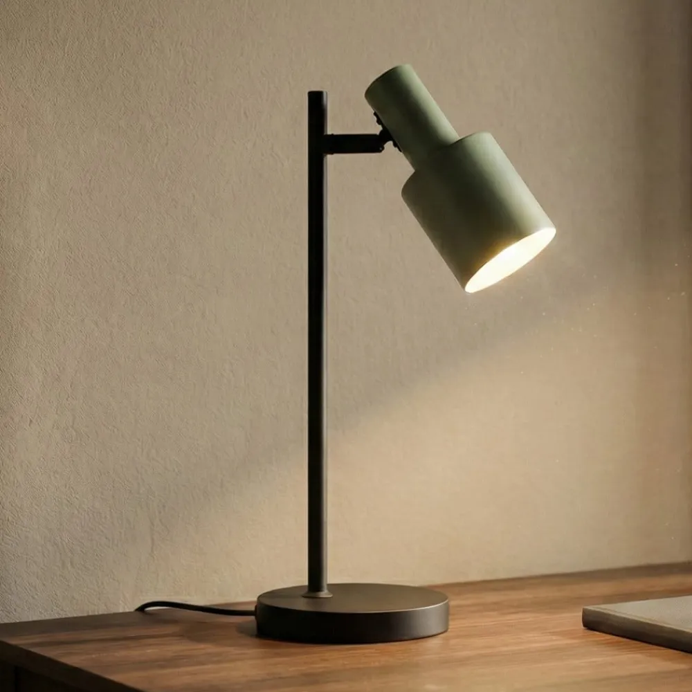 Lindby Bordlamper>bordlampe Ovelia, grøn/sort, metal, E27