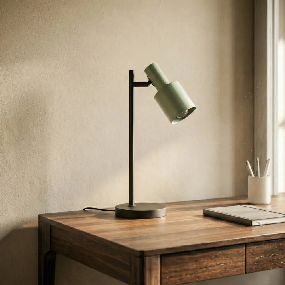 Lindby Bordlamper>bordlampe Ovelia, grøn/sort, metal, E27