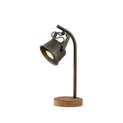 Lindby bordlampe Rubinjo, 37 cm, sort, træ, metal, GU10