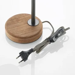 Lindby bordlampe Rubinjo, 37 cm, sort, træ, metal, GU10