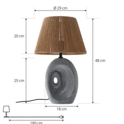 bordlampe Seasur, blågrå, keramik, papir, 29 cm^Lindby Best