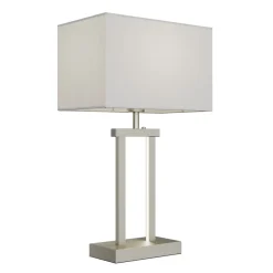 Lindby bordlampe Sigurd, hvid, stof, højde 54 cm, E27