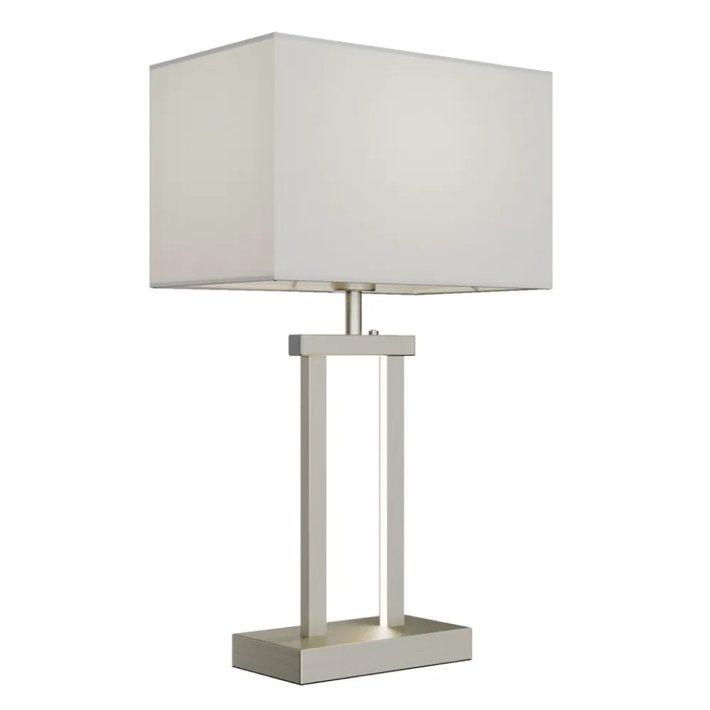 Lindby bordlampe Sigurd, hvid, stof, højde 54 cm, E27