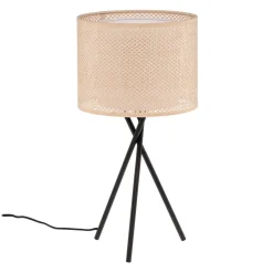 Lindby bordlampe Soula, Ø 26 cm, beige, plast, E27