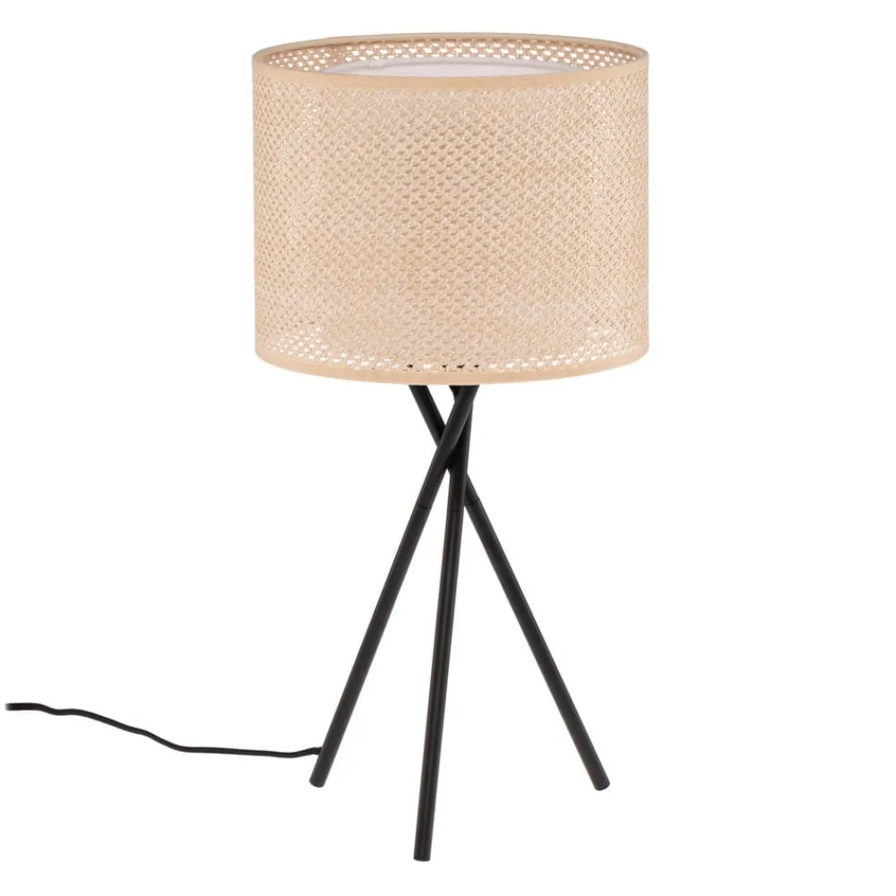 Lindby bordlampe Soula, Ø 26 cm, beige, plast, E27