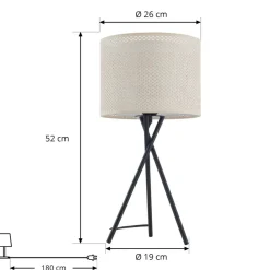 Lindby bordlampe Soula, Ø 26 cm, beige, plast, E27