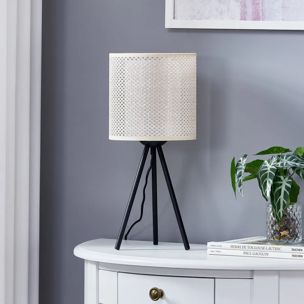 bordlampe Soula, Ø 20 cm, beige, plast, E27^Lindby New