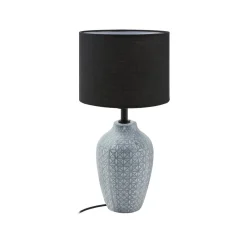 Lindby bordlampe Thalassia, grå/sort, Ø 20cm, keramik