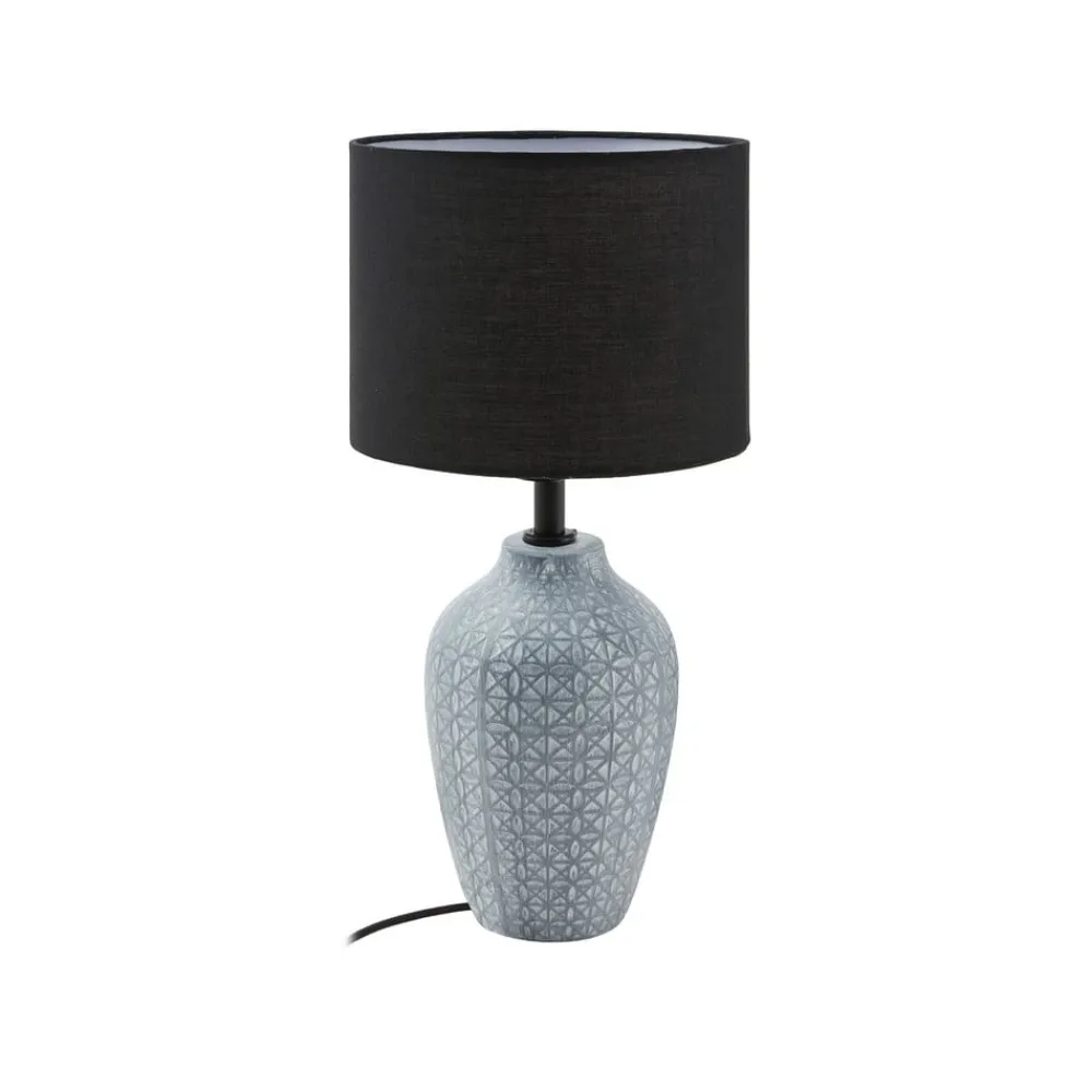 Lindby bordlampe Thalassia, grå/sort, Ø 20cm, keramik