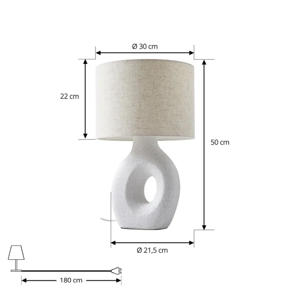 Lindby Pendellamper|Bordlamper>bordlampe Thalassia, hvid, Ø 30 cm, keramik