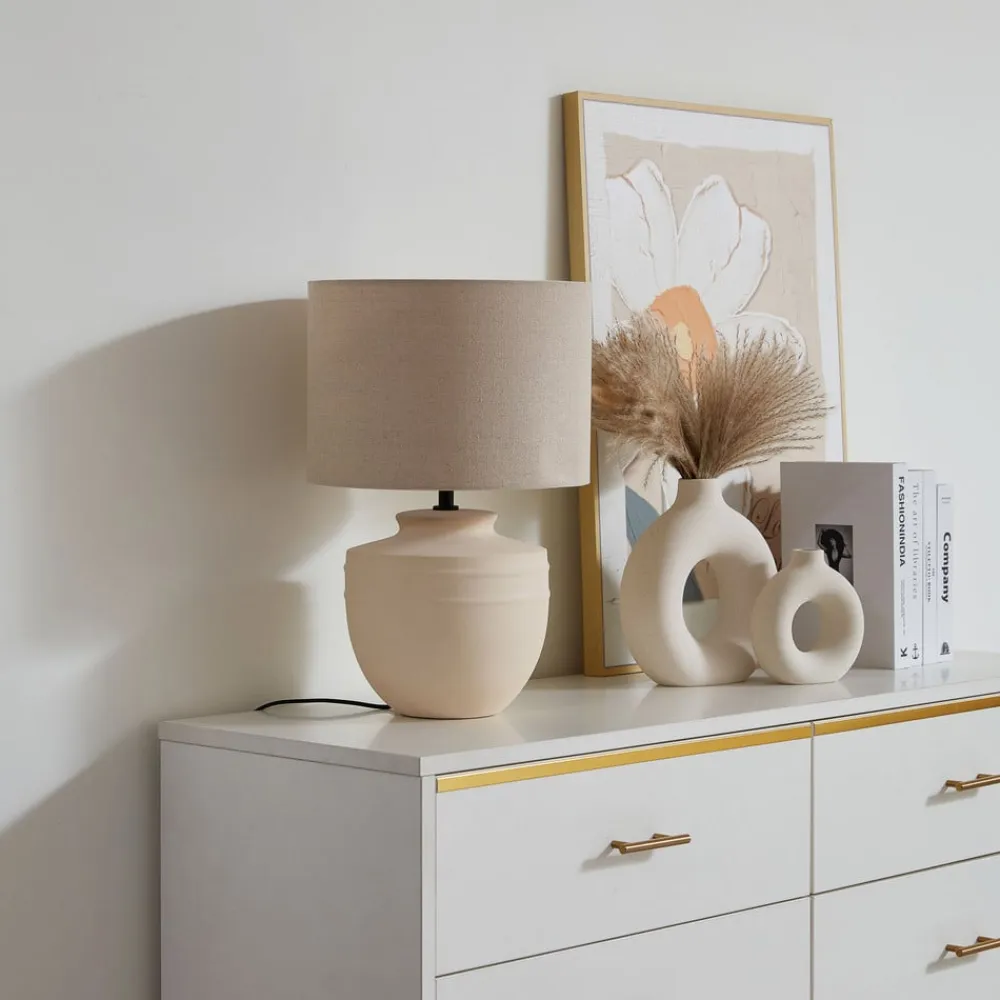 Lindby Gang|Pendellamper>bordlampe Thalassia, beige, Ø 30 cm, keramik