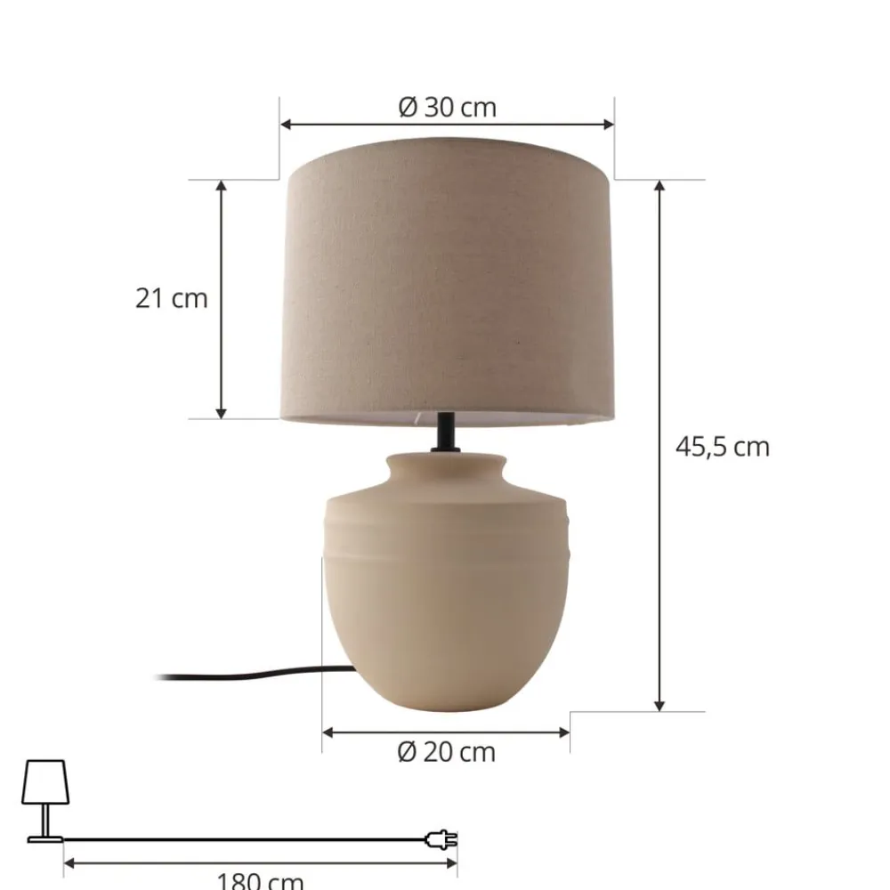 Lindby Gang|Pendellamper>bordlampe Thalassia, beige, Ø 30 cm, keramik