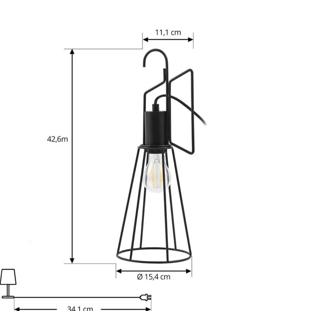 Lindby Bordlamper>bordlampe Tharion, sort, metal, Ø 15,4 cm