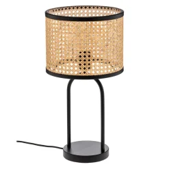 Lindby bordlampe Yaelle, 50 cm høj, rattan, sort, E27