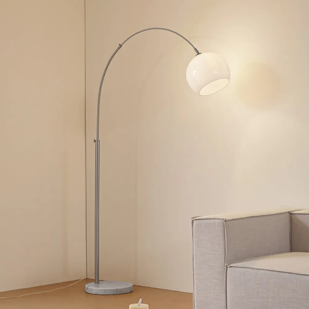 buelampe Alverton, hvid/nikkel, glas, 197 cm^Lindby Sale