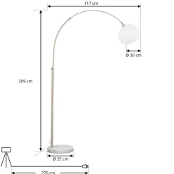 buelampe Alverton, hvid/nikkel, glas, 197 cm^Lindby Sale