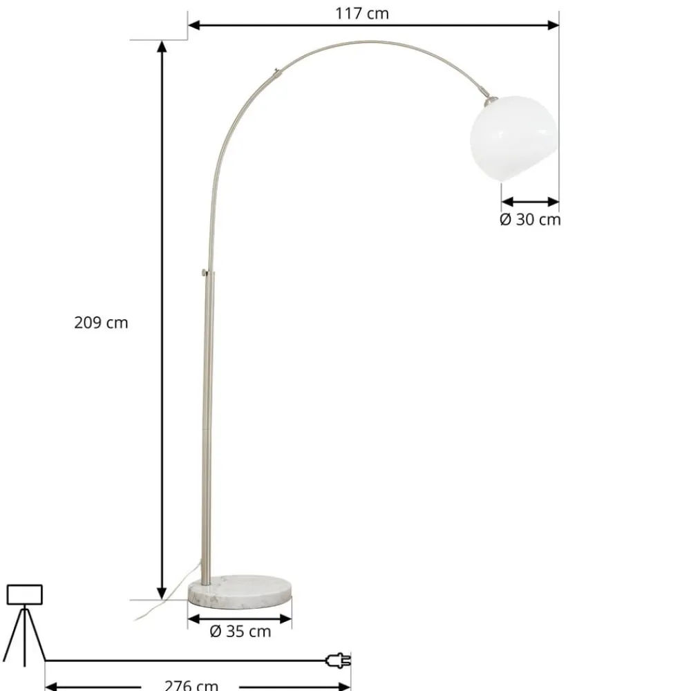 buelampe Alverton, hvid/nikkel, glas, 197 cm^Lindby Sale