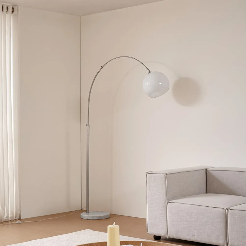 buelampe Alverton, hvid/nikkel, glas, 197 cm^Lindby Sale