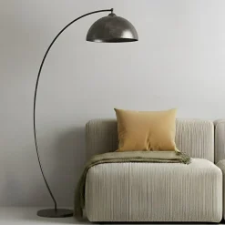 Lindby Gulvlamper|Gulvlamper>buelampe Jonera, grå, metal, E27, 185 cm høj