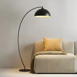 Lindby buelampe Jonera, sort, metal, E27, højde 185 cm