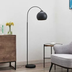 Lindby Gulvlamper|Gulvlamper>buelampe Minali, sort, metal, 148 cm høj, E27