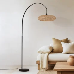 buelampe Solvian, sort/natur, bambus, metal^Lindby Outlet