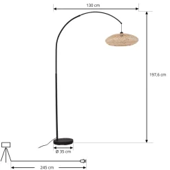 buelampe Solvian, sort/natur, bambus, metal^Lindby Outlet