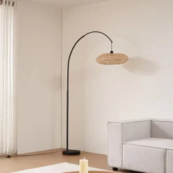 buelampe Solvian, sort/natur, bambus, metal^Lindby Outlet