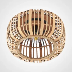 Lindby Canyana loftlampe, natur, rattan, Ø 40 cm