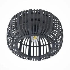 Canyana loftlampe, sort, rattan, Ø 40 cm^Lindby Outlet